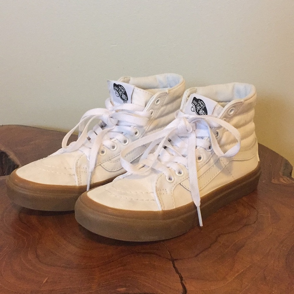 Vans Sk8 Hi Slim, gum soles, true white